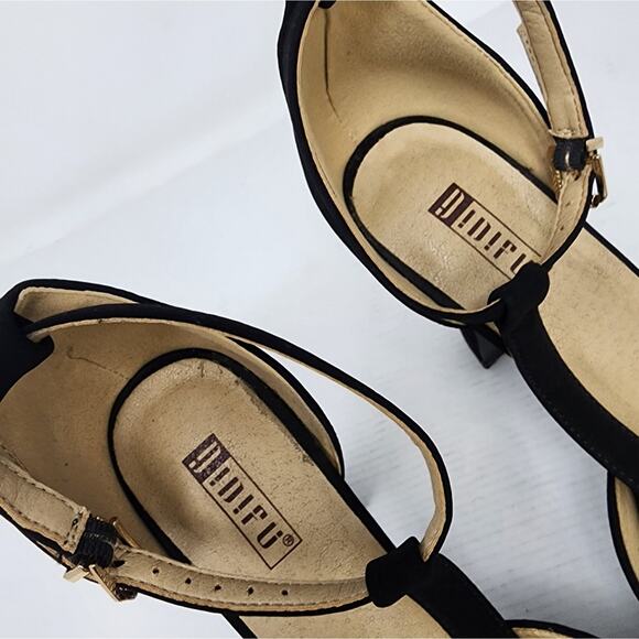 New Platform Black Chunky Heels T Strap Sexy Heels Prom Party Dress Shoes 9.5 - Picture 6 of 11